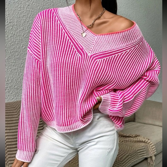 Cozy Relaxed Fit Slouchy Stripes Sweater Top - Picture 12 of 16